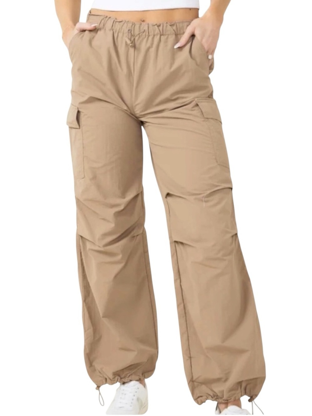 Love Tree Cargo Parachute Pants Khaki Tan Joggers Size Medium